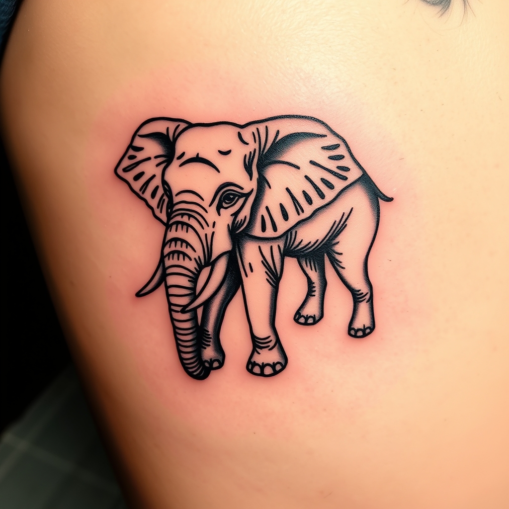 A tattoo design of south africa map elephant in the style of traditional. - african wildlife tattoo design generated by AI tattoo generator