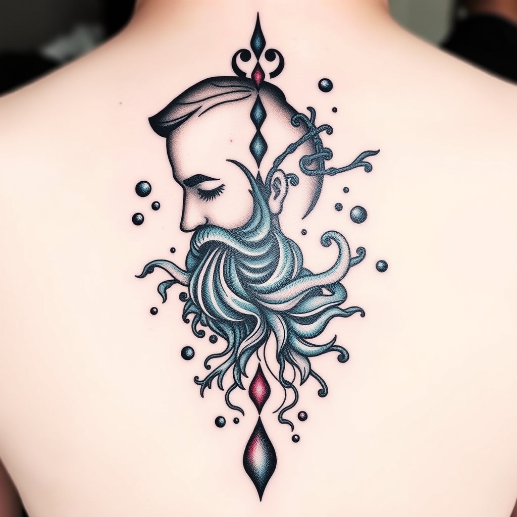 A tattoo design of Father son water connection in the style of abstract. - family bond tattoo design generated by AI tattoo generator