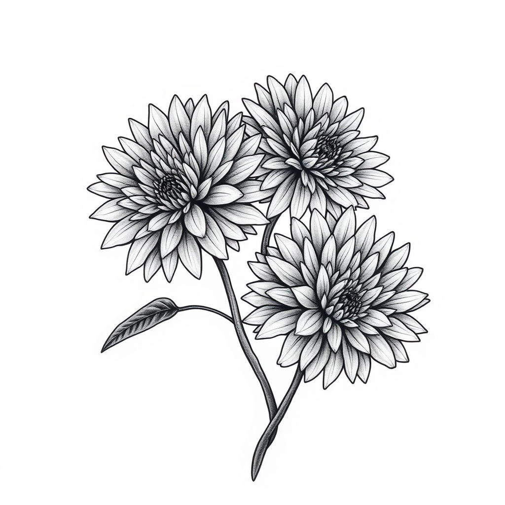 A tattoo design of Long Blooming Chrysanthemums hexagons in the style of geometric. - flowers tattoo design generated by AI tattoo generator
