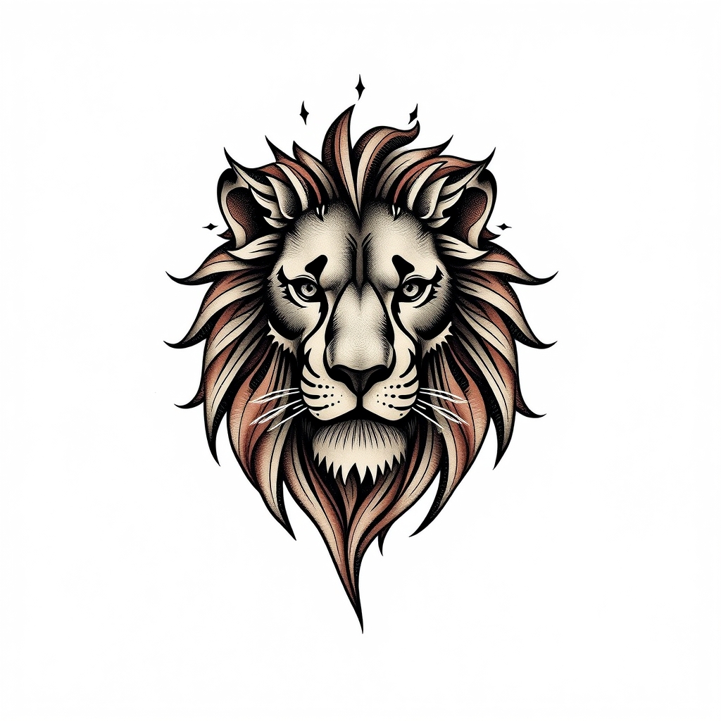 A tattoo design of Lion  in the style of abstract. - wildlife tattoo design generated by AI tattoo generator