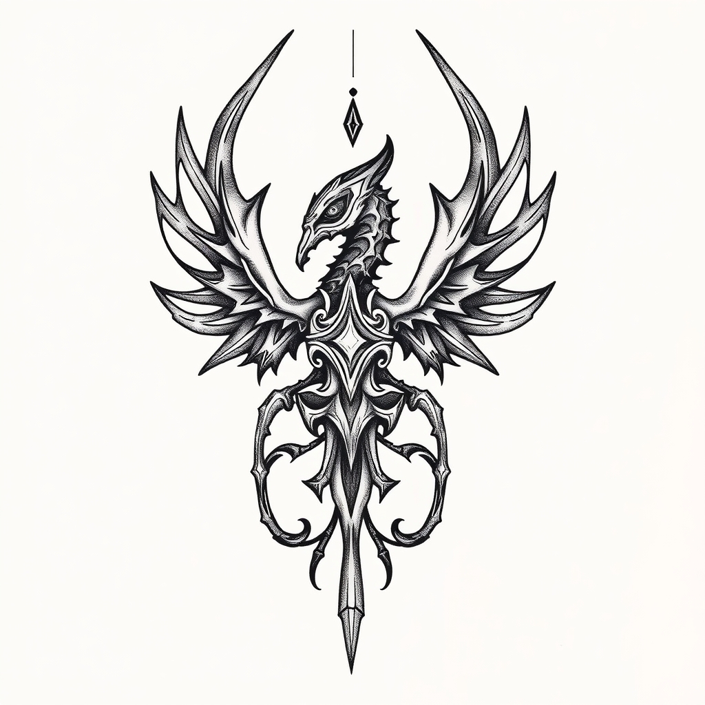 A tattoo design of Medeltid,  riddartid rök in the style of blackwork. - medieval knight tattoo design generated by AI tattoo generator