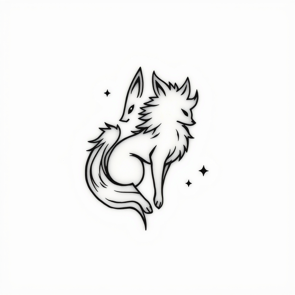 A tattoo design of vulpix in the style of minimalist. - pokemon tattoo design generated by AI tattoo generator