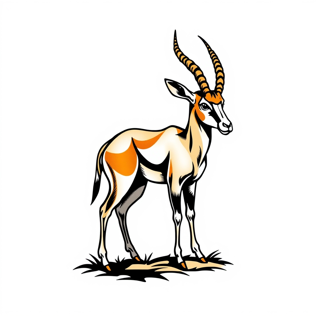 A tattoo design of springbok standing sports logo full color in the style of realistic. - wildlife animal tattoo design generated by AI tattoo generator