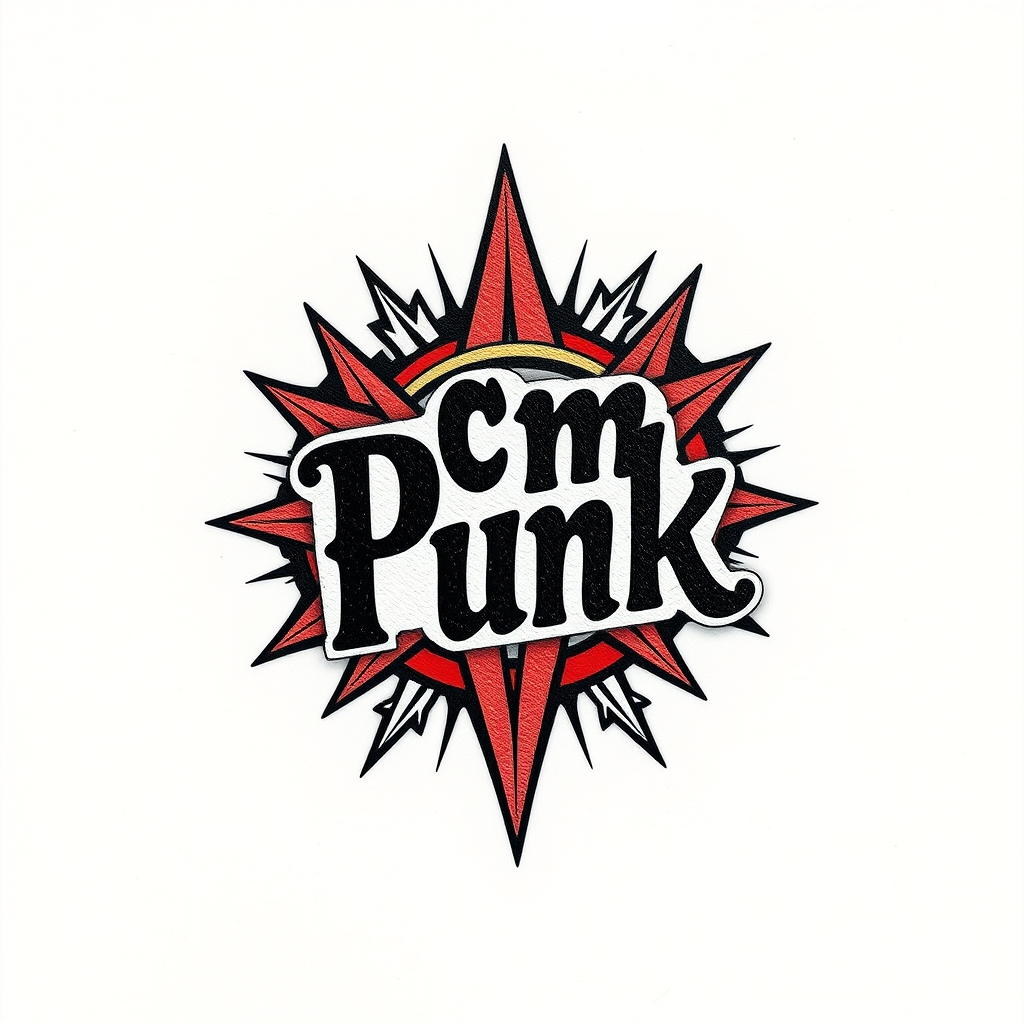 A tattoo design of CM Punk logo in the style of traditional. - wrestling logo tattoo design generated by AI tattoo generator