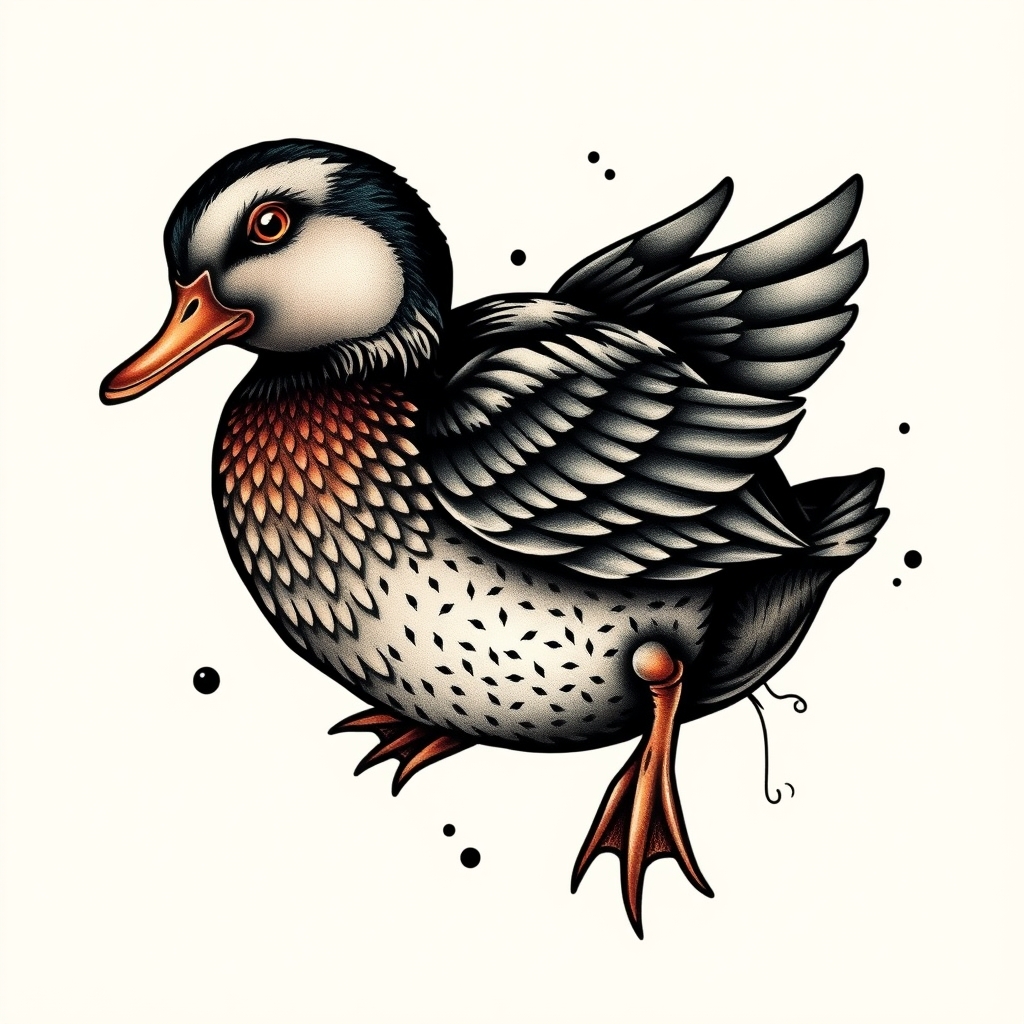 A tattoo design of Fat duck in the style of surrealistic. - animal tattoo design generated by AI tattoo generator