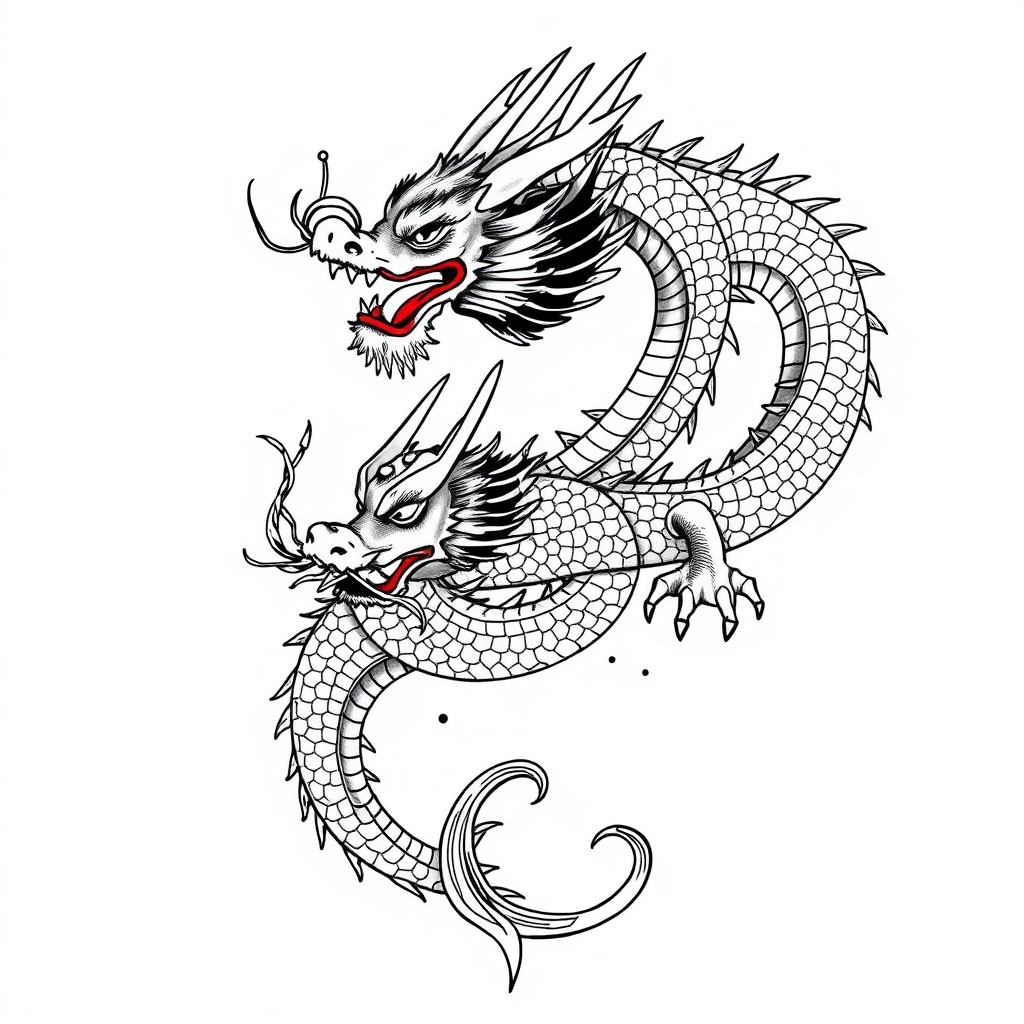 A tattoo design of Jade Dragon in the style of realistic. - mythical creatures tattoo design generated by AI tattoo generator