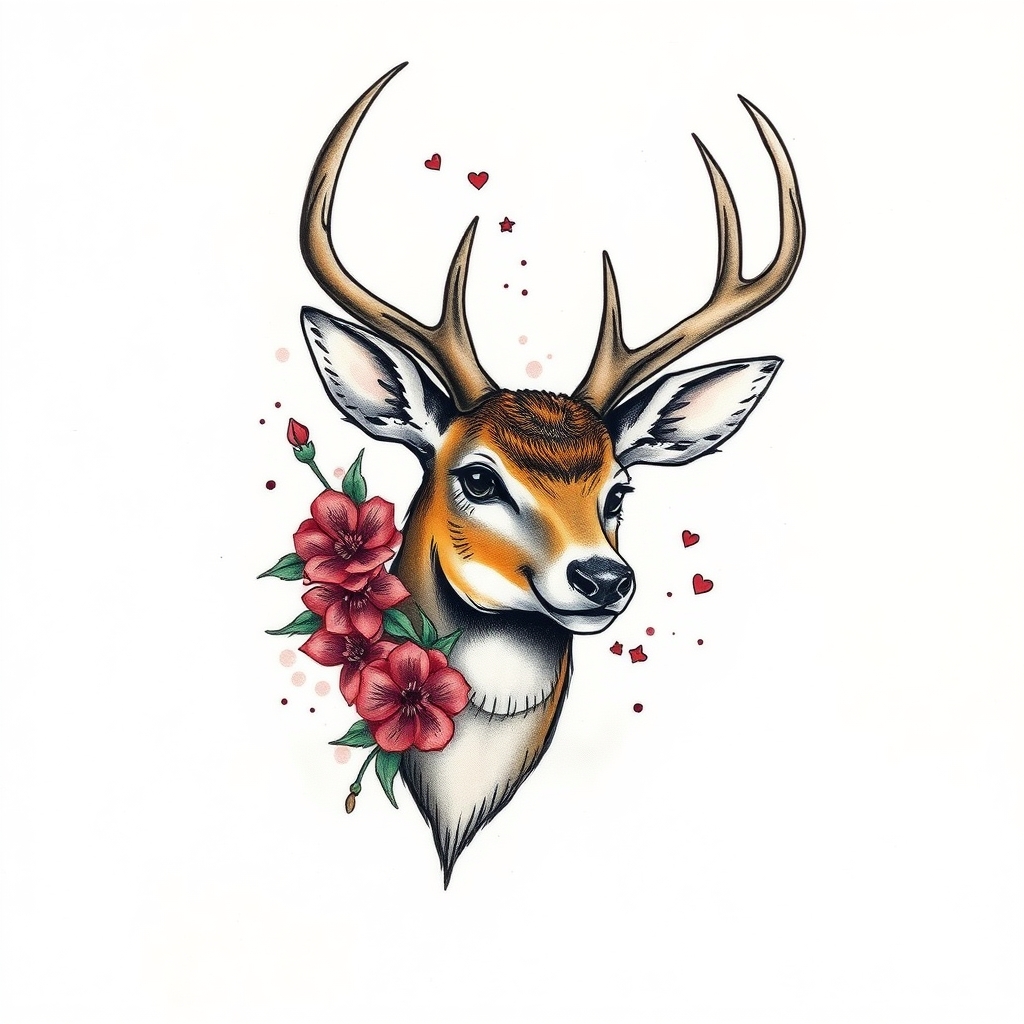 A tattoo design of spring buck in the style of watercolor. - wildlife tattoo design generated by AI tattoo generator
