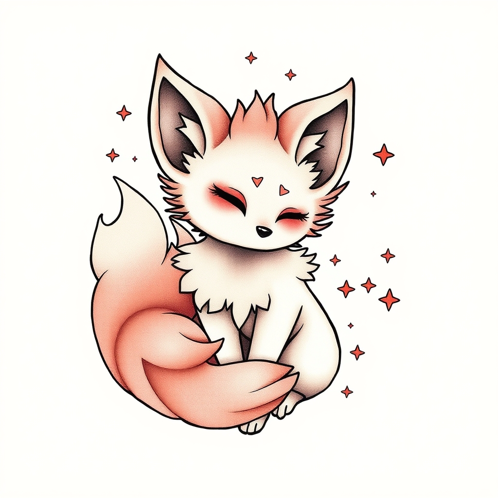 A tattoo design of soft vulpix in the style of japanese. - pokemon tattoo design generated by AI tattoo generator