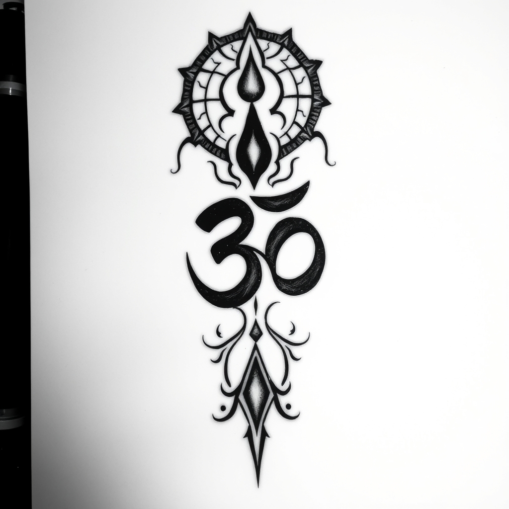A tattoo design of aa with om in the style of abstract. - alcoholics anonymous symbol tattoo design generated by AI tattoo generator