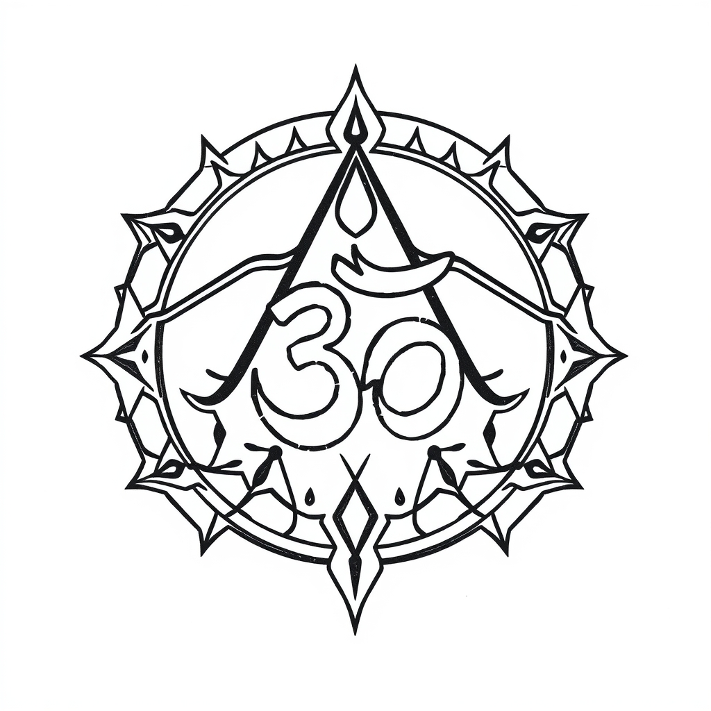 A tattoo design of aa with om in the style of geometric. - spiritual symbol tattoo design generated by AI tattoo generator