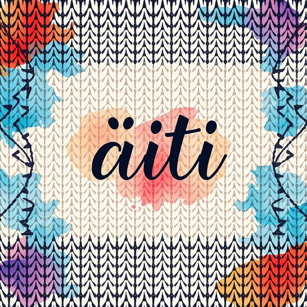 A tattoo design of Word "äiti"as a knitting pattern in the style of watercolor. - family member tattoo design generated by AI tattoo generator