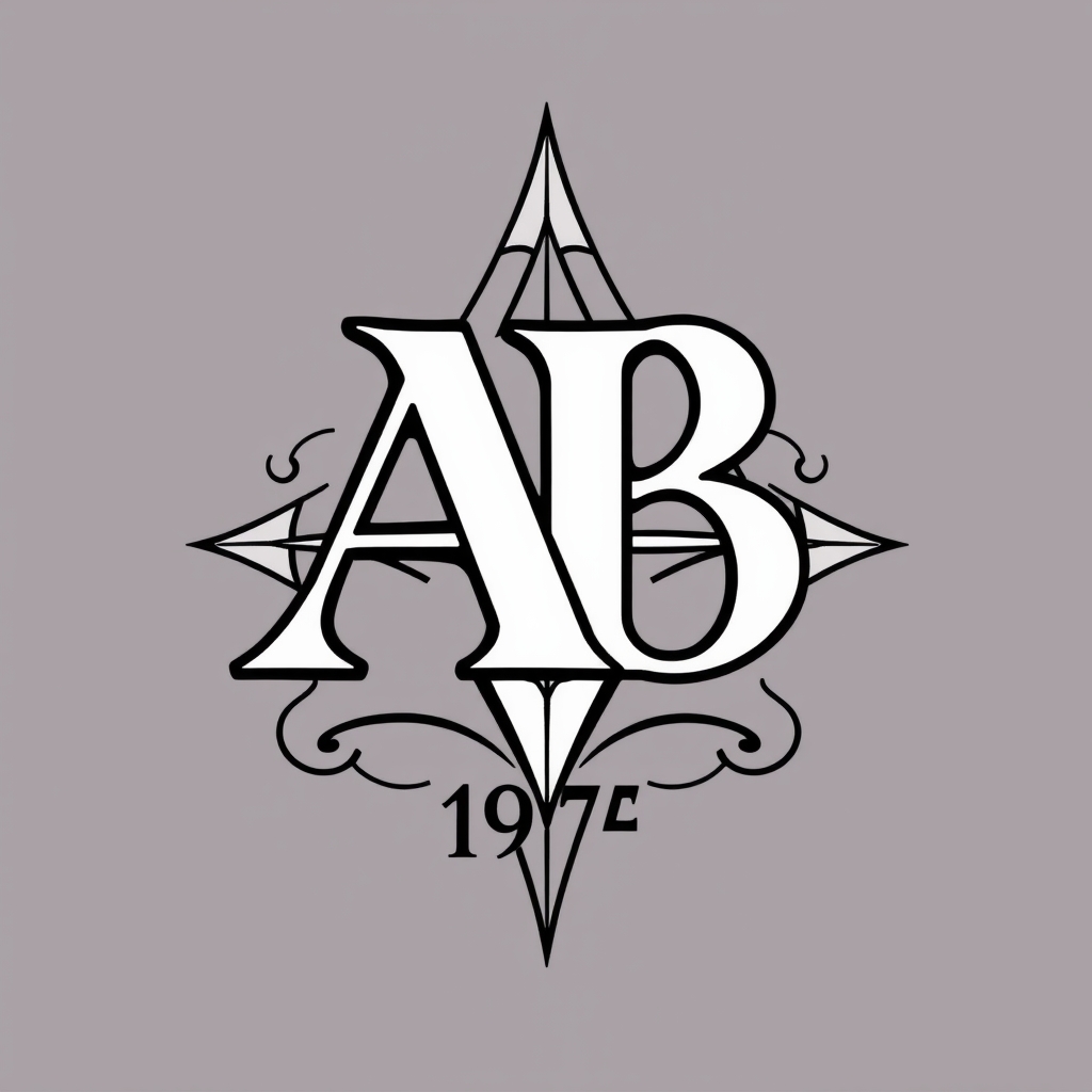A tattoo design of Initials AB, year 1974, in the style of geometric. - dates and initials tattoo design generated by AI tattoo generator