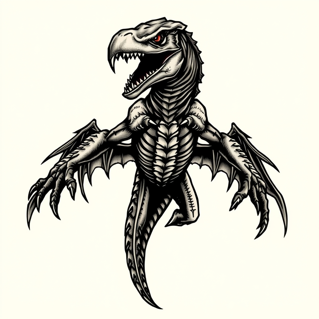 A tattoo design of Raptor in the style of realistic. - dinosaurs tattoo design generated by AI tattoo generator