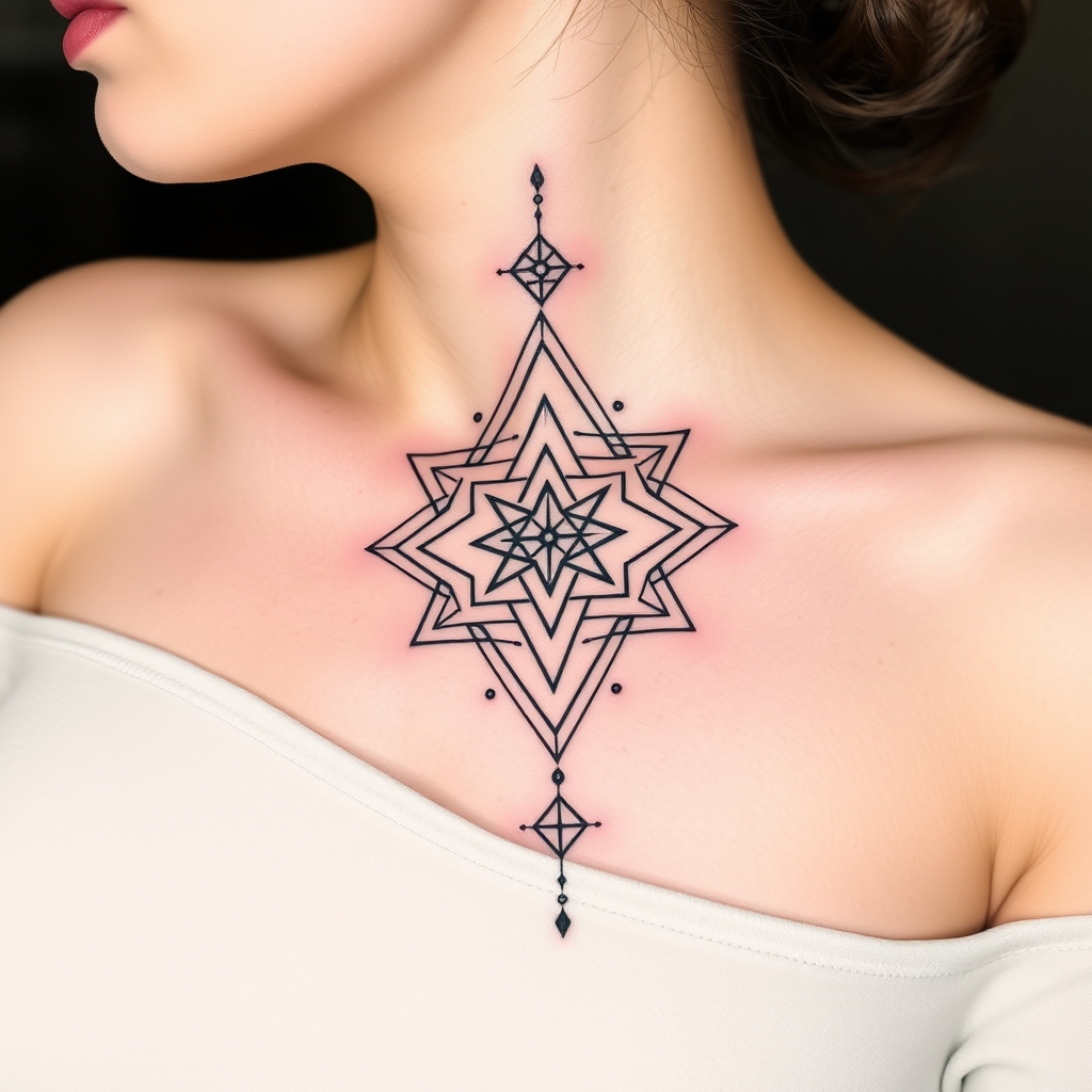 A tattoo design of Dainty feminine peru tattoo in the style of geometric. - geometric symbol tattoo design generated by AI tattoo generator