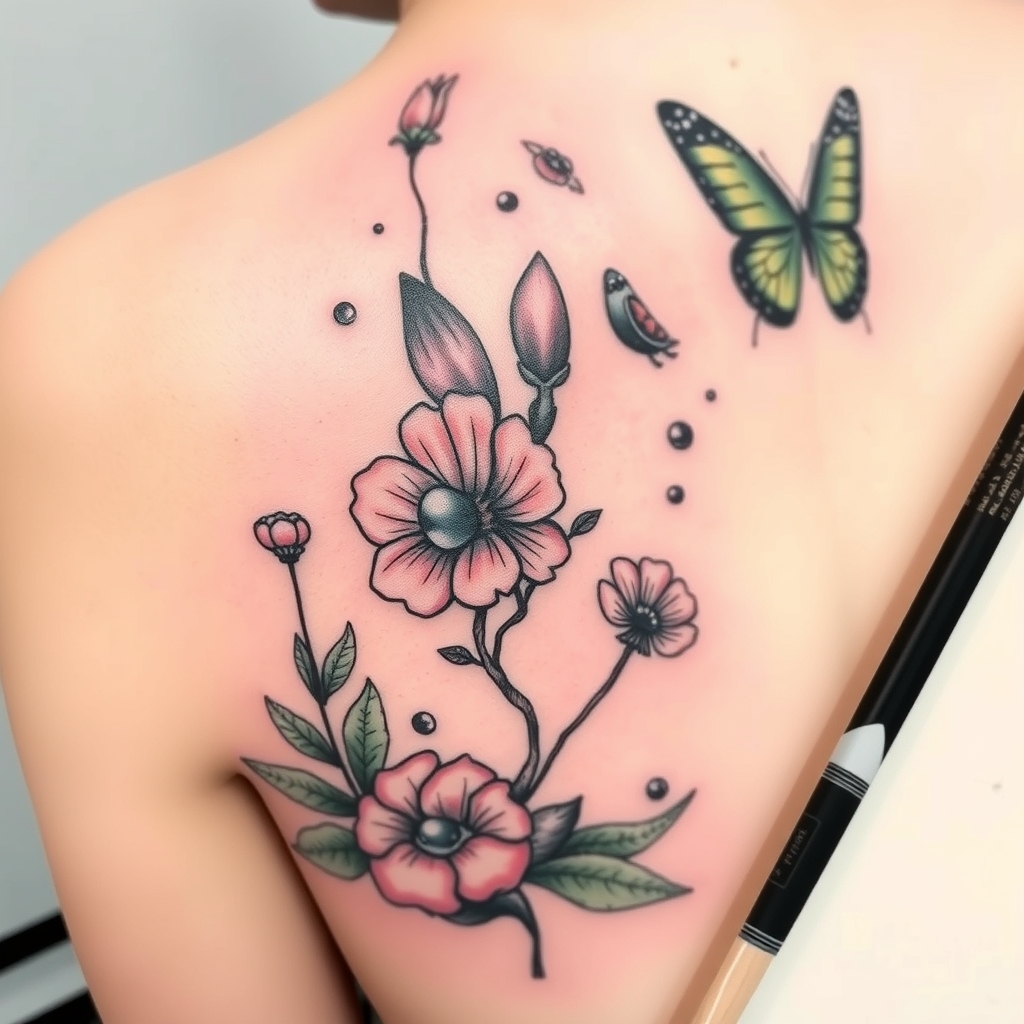 A tattoo design of About 15cm with a nature theme in the style of surrealistic. - nature tattoo design generated by AI tattoo generator