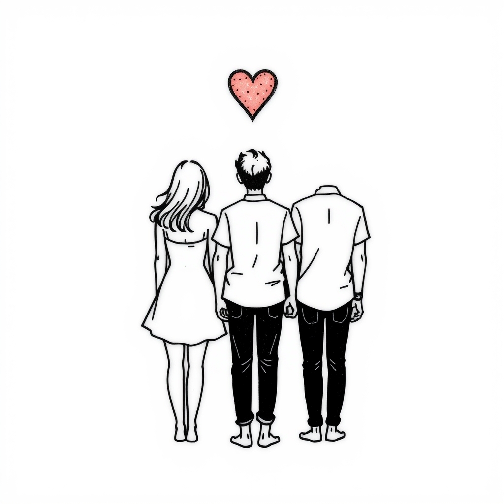 A tattoo design of Sibling ideas for 3 people in the style of minimalist. - family relationships tattoo design generated by AI tattoo generator