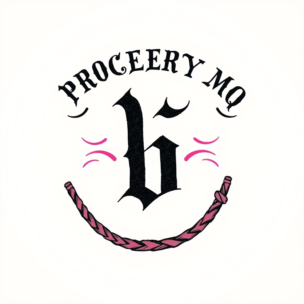 A tattoo design of Cuckold symbol. Black and pink are the colors. Name is bb. Spells "PROPERTY OF MQ". A whip is shown. in the style of traditional. - bdsm tattoo design generated by AI tattoo generator