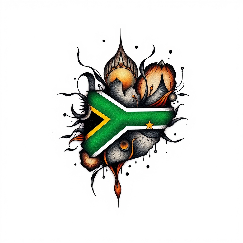A tattoo design of south africa in the style of abstract. - i'm ready when you are. what's the tattoo description? tattoo design generated by AI tattoo generator