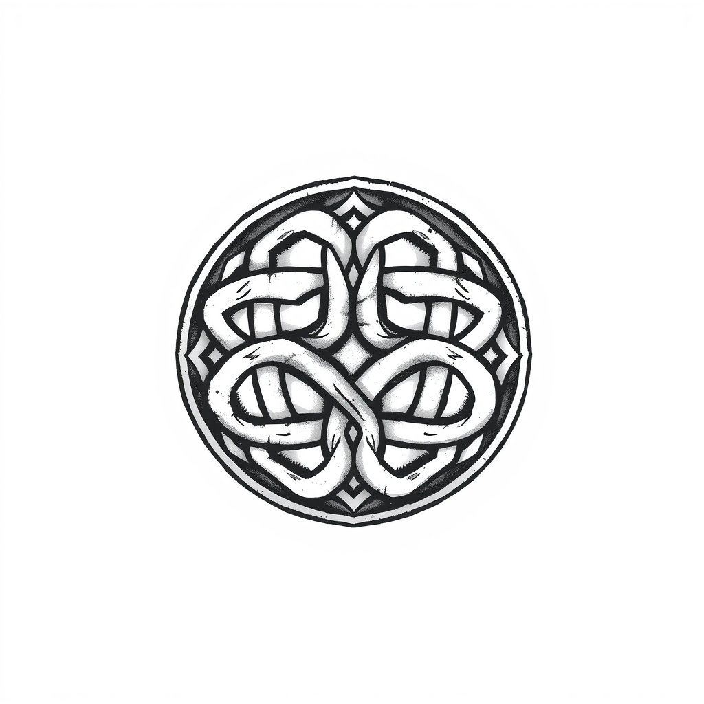 A tattoo design of Celtic shield knot in the style of realistic. - celtic knot tattoo design generated by AI tattoo generator