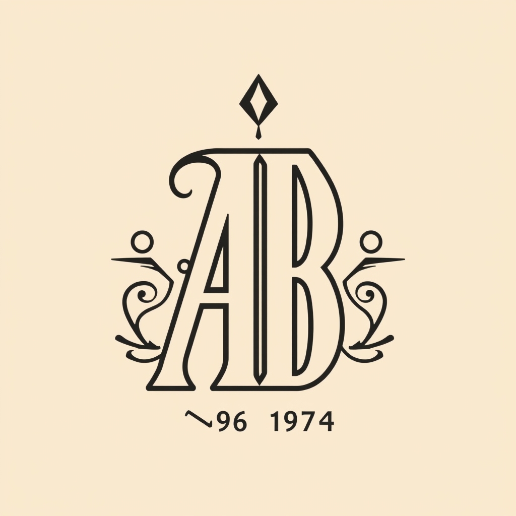 A tattoo design of Initials AB, year 1974, in the style of geometric. - initials tattoo design generated by AI tattoo generator