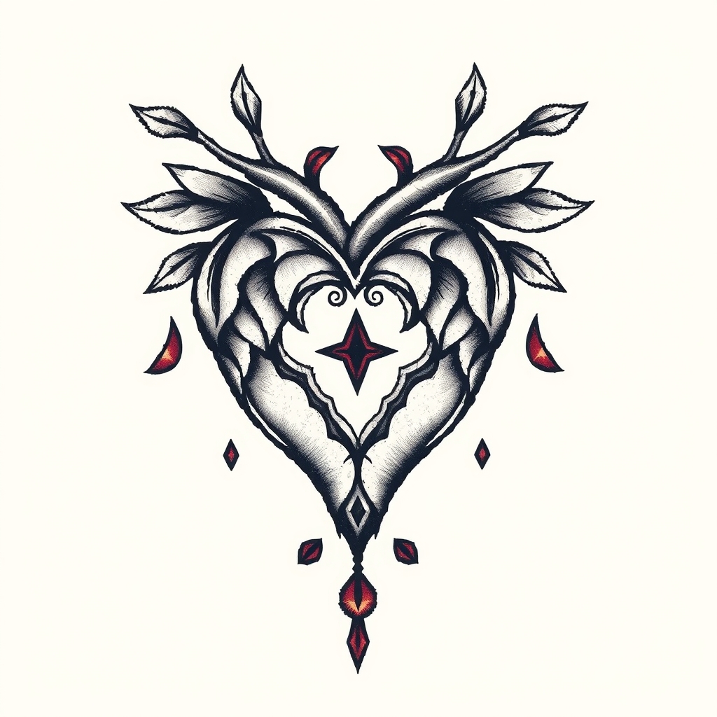 A tattoo design of Pixelated heart in the style of traditional. - heart symbol tattoo design generated by AI tattoo generator