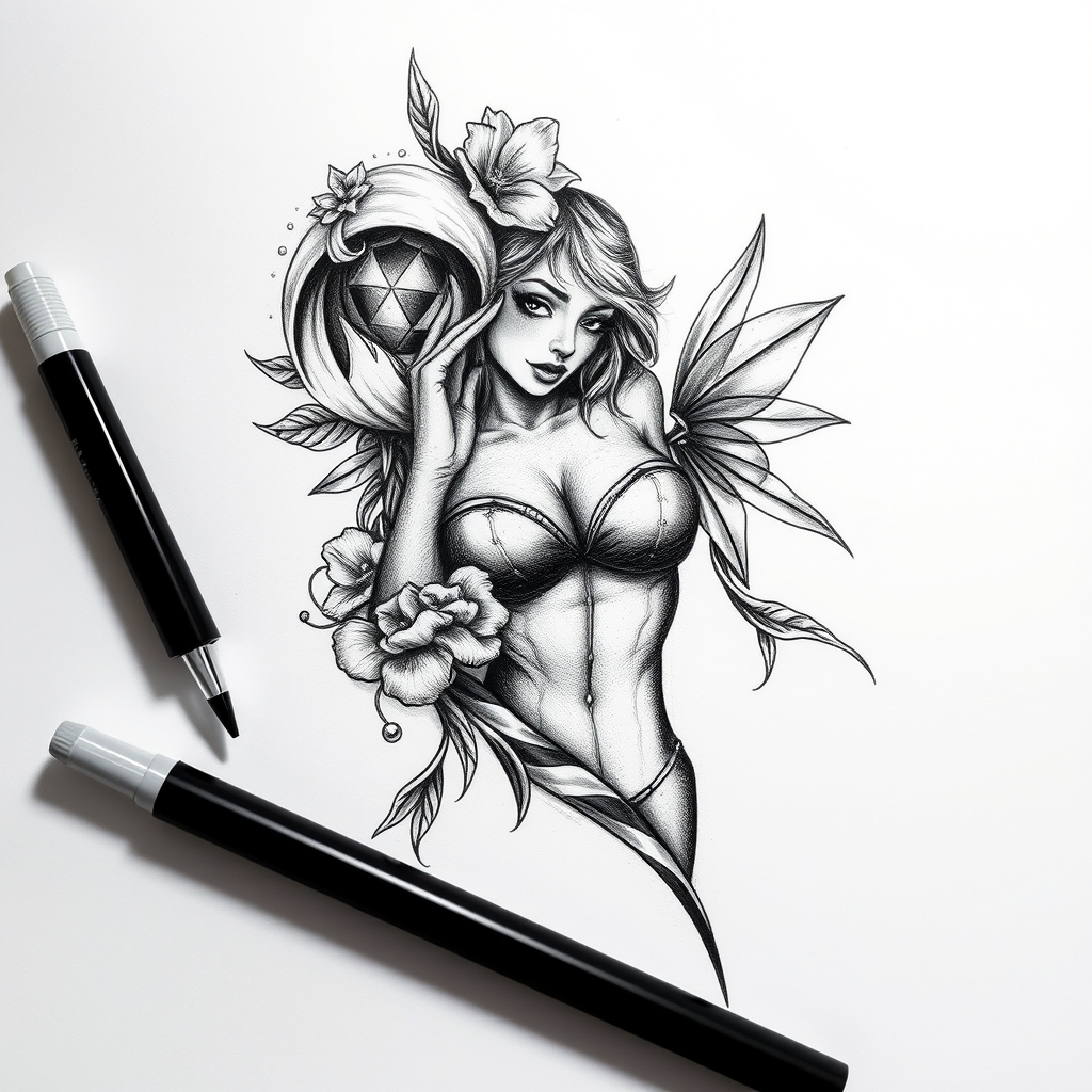 A tattoo design of b/w bdsm mistress on white paper in the style of realistic. - bdsm symbol tattoo design generated by AI tattoo generator