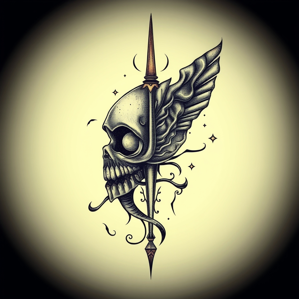 A tattoo design of a a in the style of surrealistic. - i'm ready when you are. what's the tattoo description? tattoo design generated by AI tattoo generator