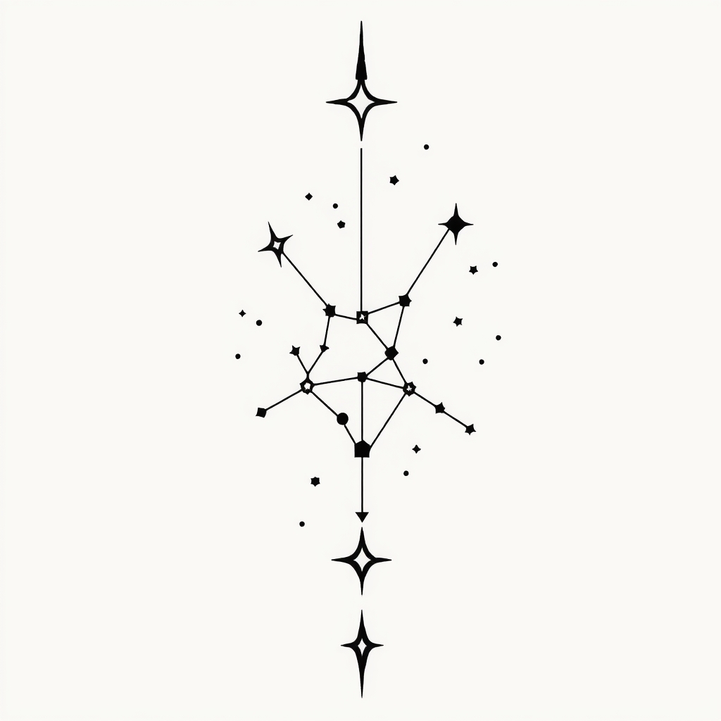 A tattoo design of Picies constellation in the style of abstract. - constellations tattoo design generated by AI tattoo generator