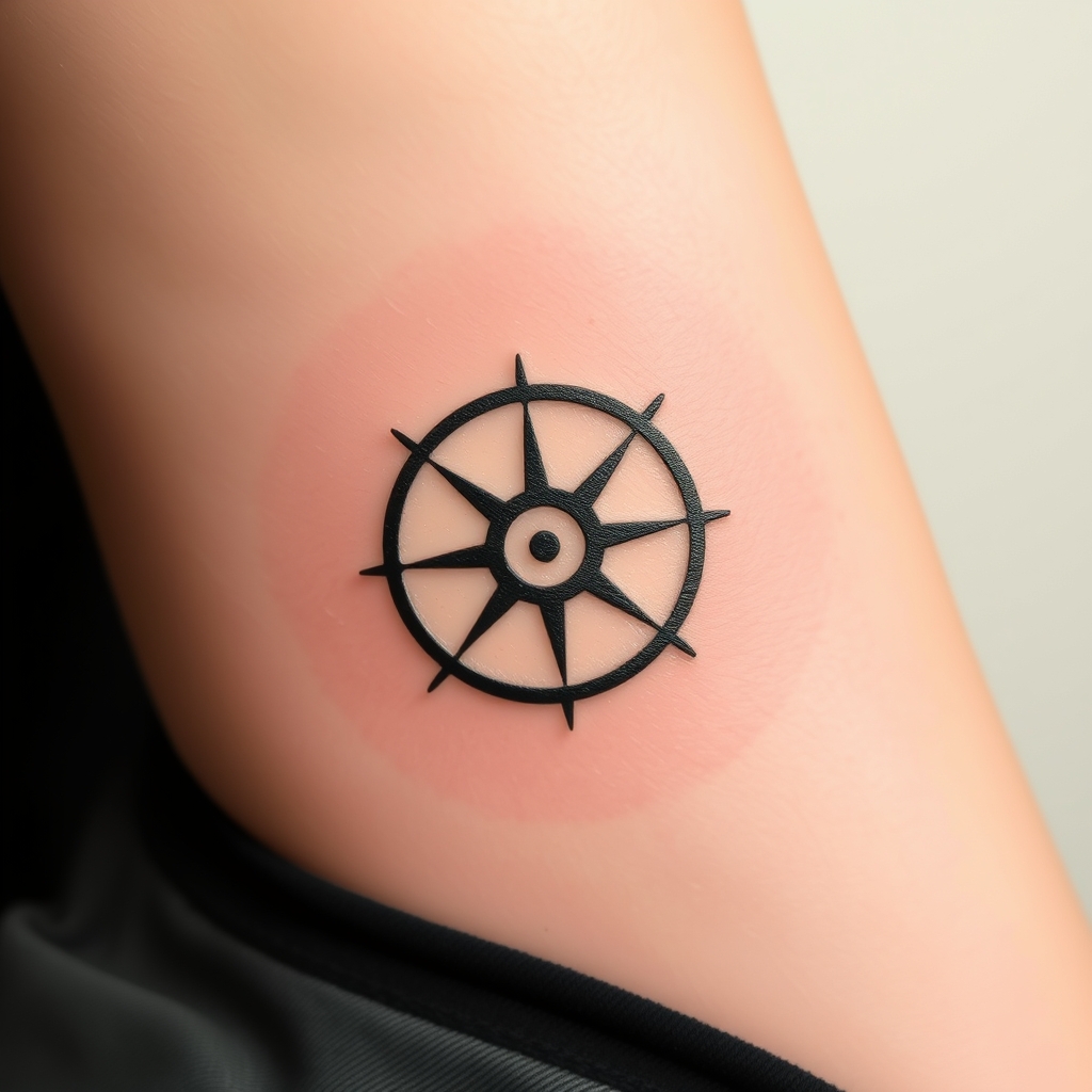 A tattoo design of A minimalist symbol with deep philosophical meanings in the style of Syd Mead in the style of minimalist. - symbol tattoo design generated by AI tattoo generator