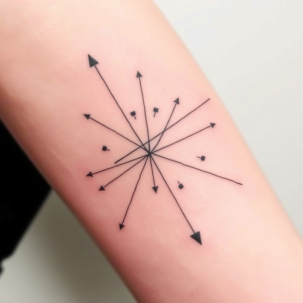 A tattoo design of Points and lines by Romaine Brooks in the style of minimalist. - geometric art tattoo design generated by AI tattoo generator