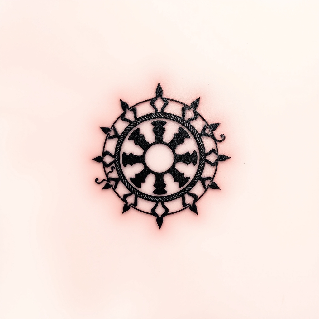 A tattoo design of Tsuba tattoo in the style of minimalist. - japanese symbol tattoo design generated by AI tattoo generator