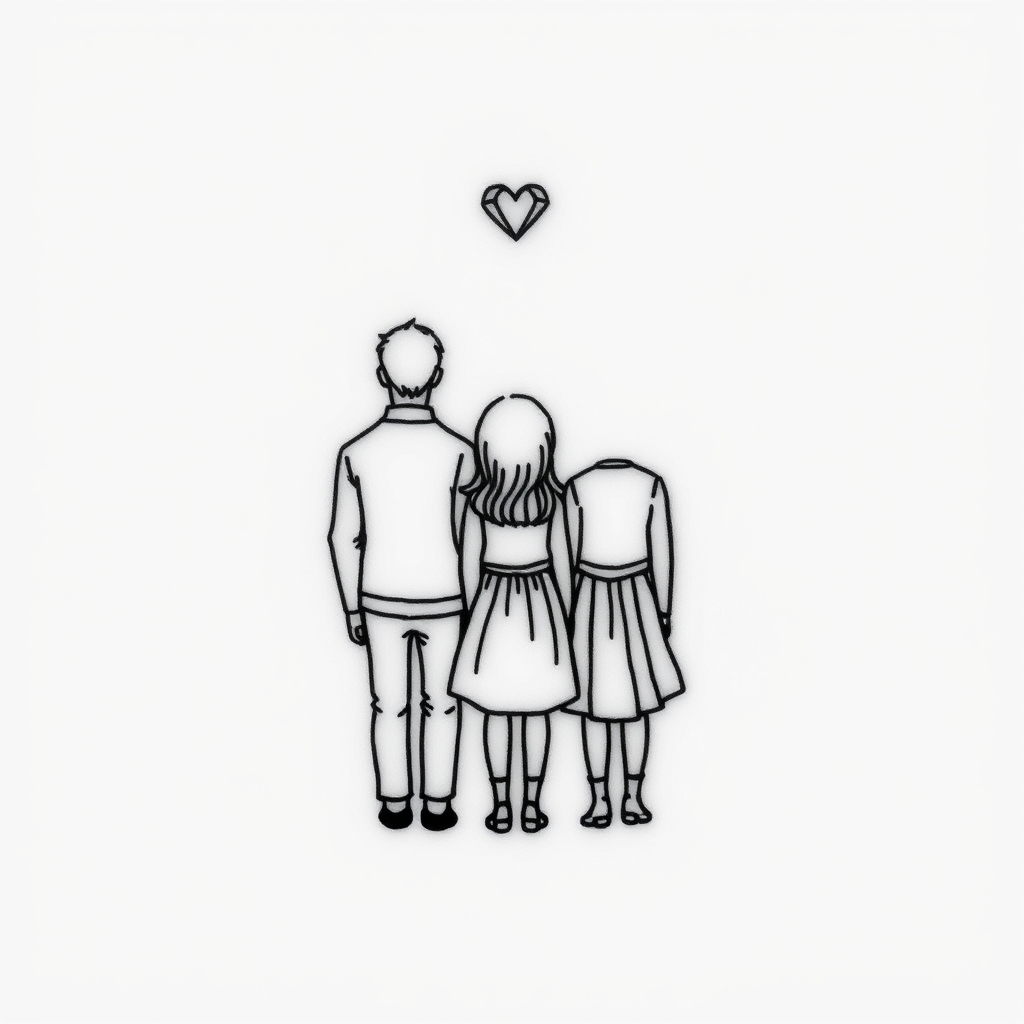 A tattoo design of Sibling ideas for 3 people in the style of minimalist. - family relationships tattoo design generated by AI tattoo generator