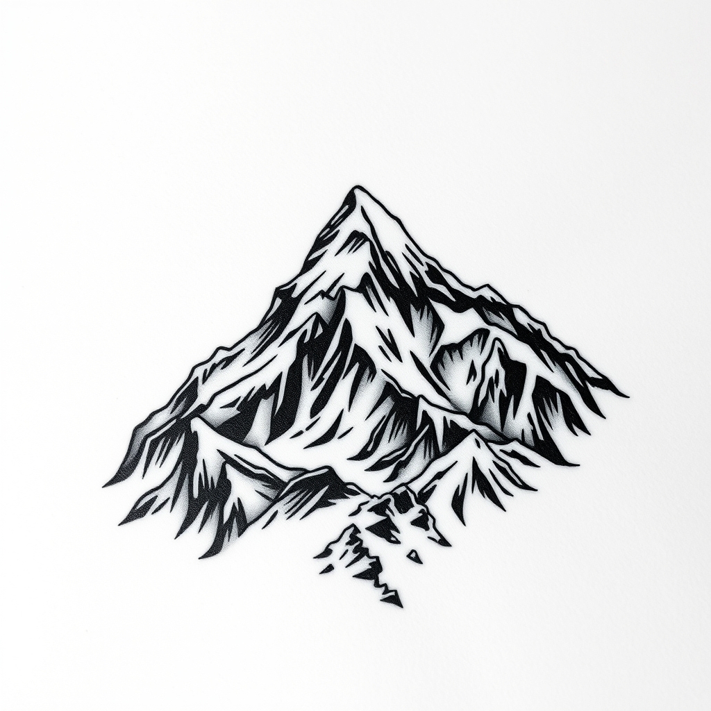 A tattoo design of everest base camp  in the style of realistic. - mountain climbing tattoo design generated by AI tattoo generator