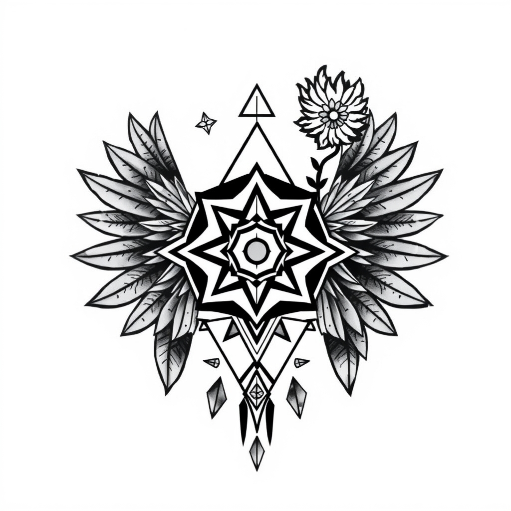 A tattoo design of South American feminine geometry in the style of geometric. - south american geometry tattoo design generated by AI tattoo generator