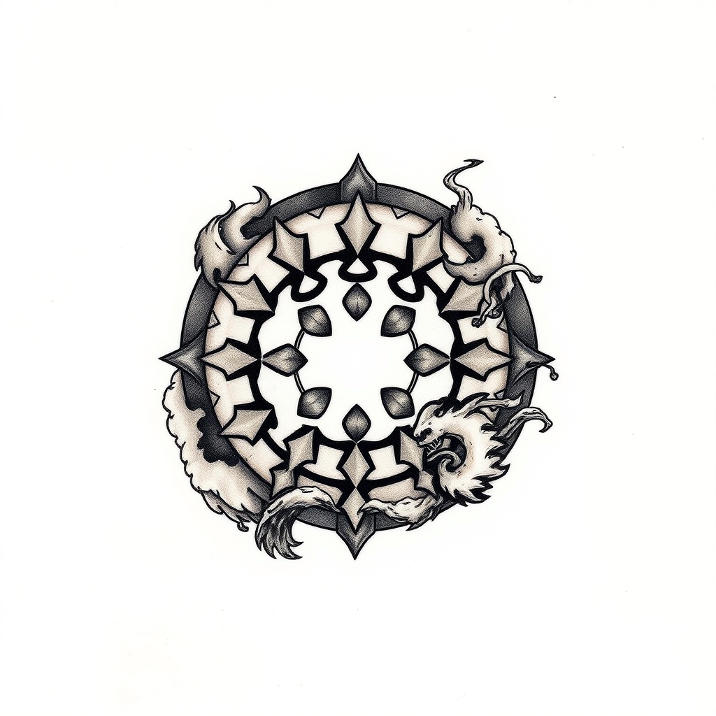 A tattoo design of Tsuba tattoo in the style of realistic. - japanese art tattoo design generated by AI tattoo generator