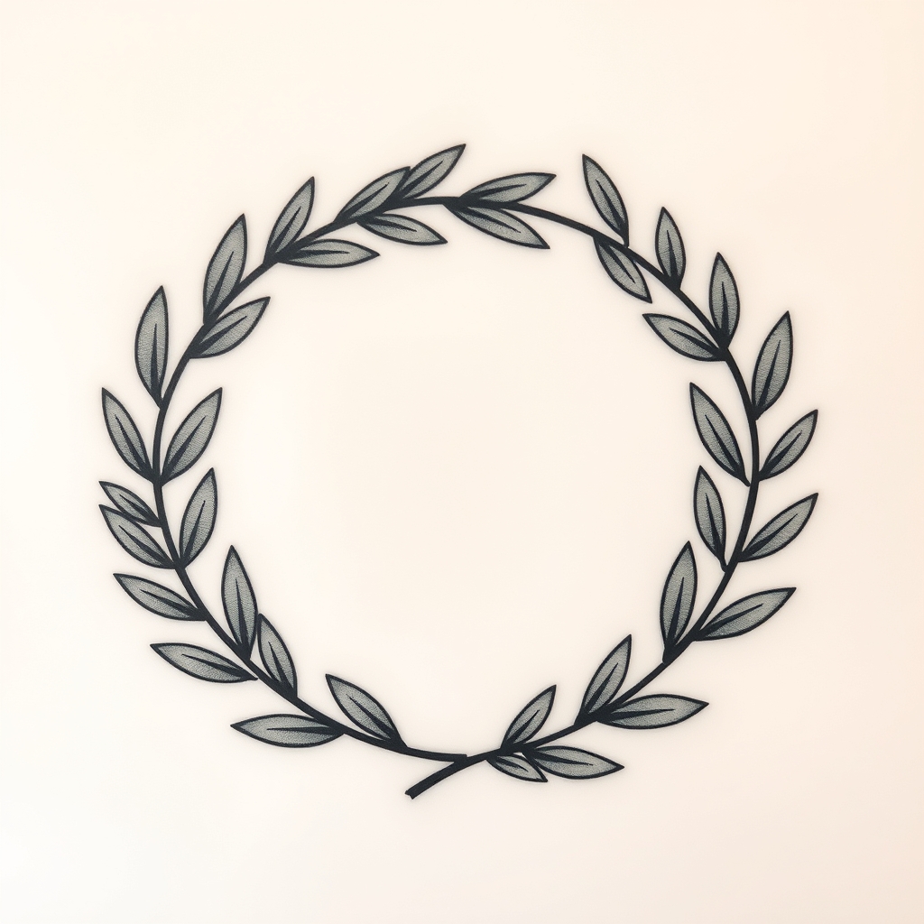 A tattoo design of Olive leaves wreath in the style of traditional. - floral symbolism tattoo design generated by AI tattoo generator