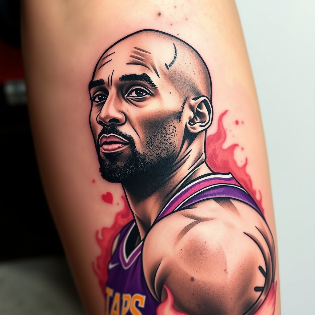 A tattoo design of Kobe in the style of realistic. - sports figure tattoo design generated by AI tattoo generator