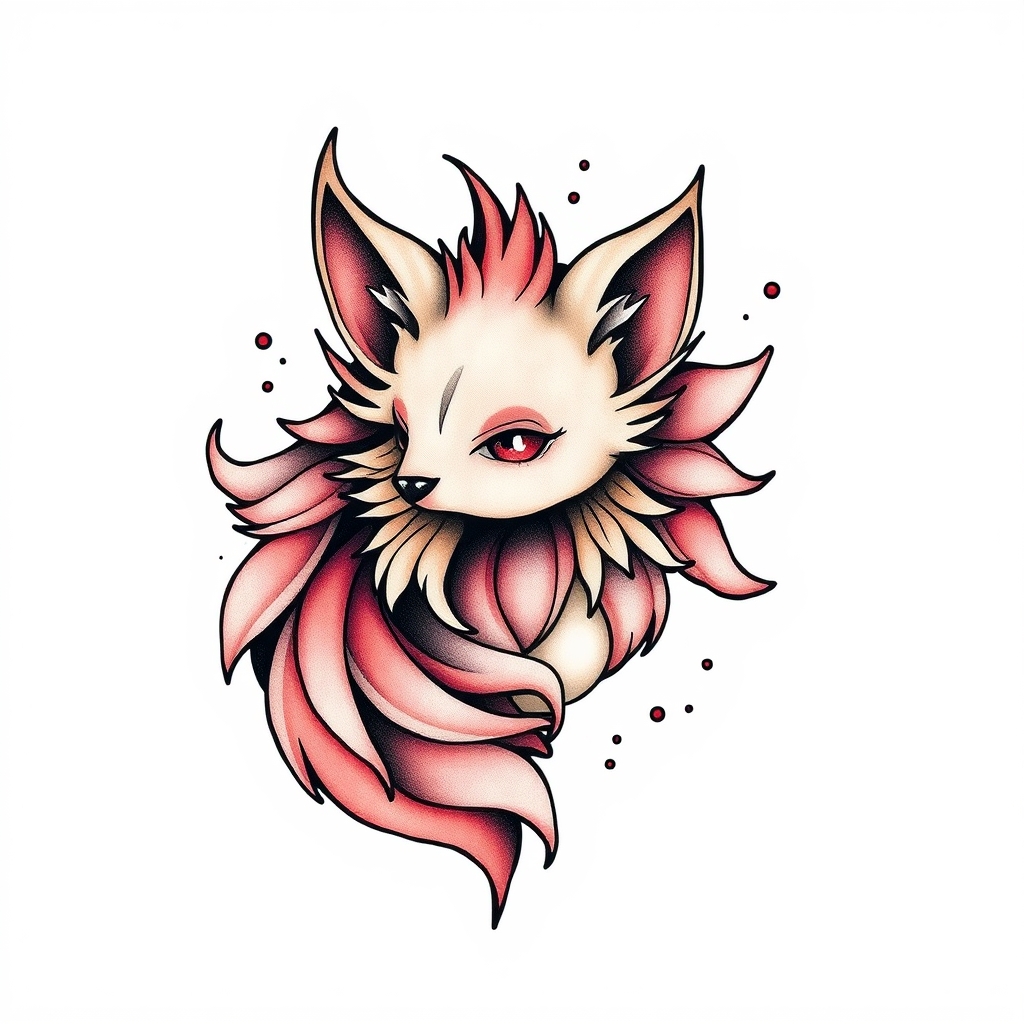 A tattoo design of soft vulpix in the style of abstract. - pokemon tattoo design generated by AI tattoo generator