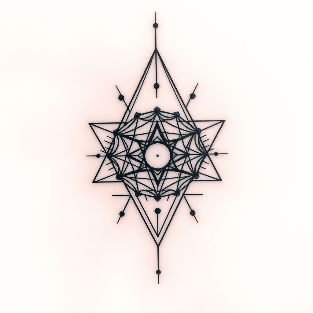 A tattoo design of Existentialist tattoo in the style of geometric. - philosophy tattoo design generated by AI tattoo generator