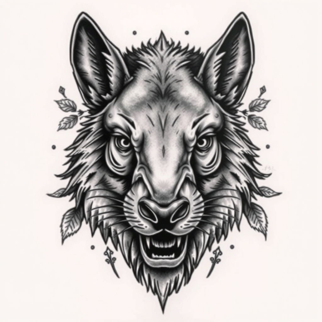 A tattoo design of Rabenschädel , Mond  in the style of realistic. - skull moon tattoo design generated by AI tattoo generator