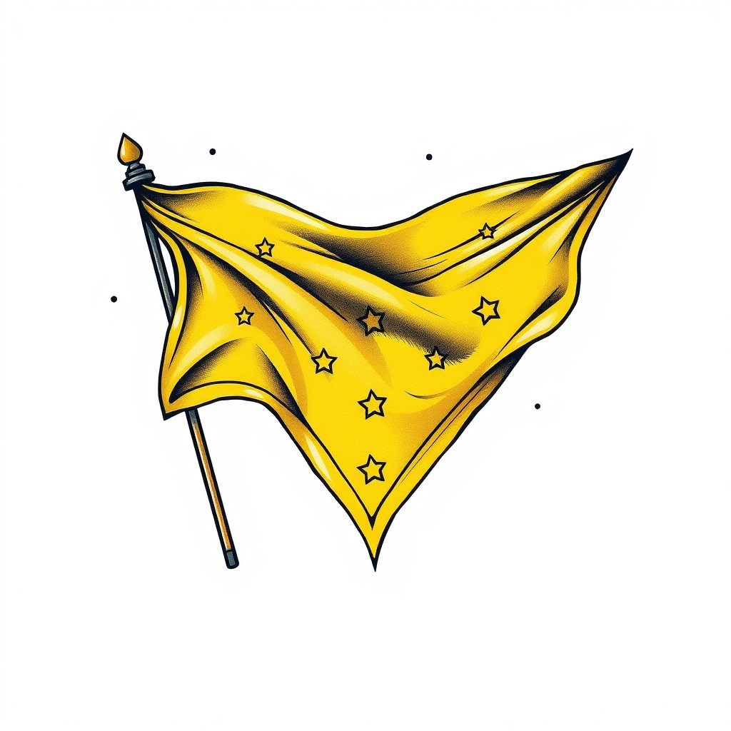 A tattoo design of Yellow bandana flag tattoo in the style of realistic. - pirate symbol tattoo design generated by AI tattoo generator