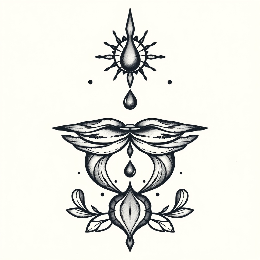 A tattoo design of Water love family and connection.  in the style of geometric. - water elements tattoo design generated by AI tattoo generator