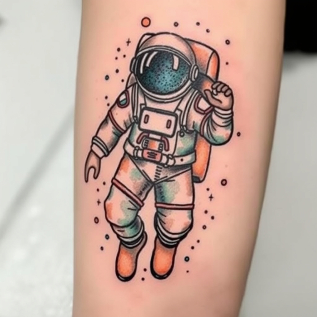 A tattoo design of An astronaut underwater in the style of watercolor. - space exploration tattoo design generated by AI tattoo generator