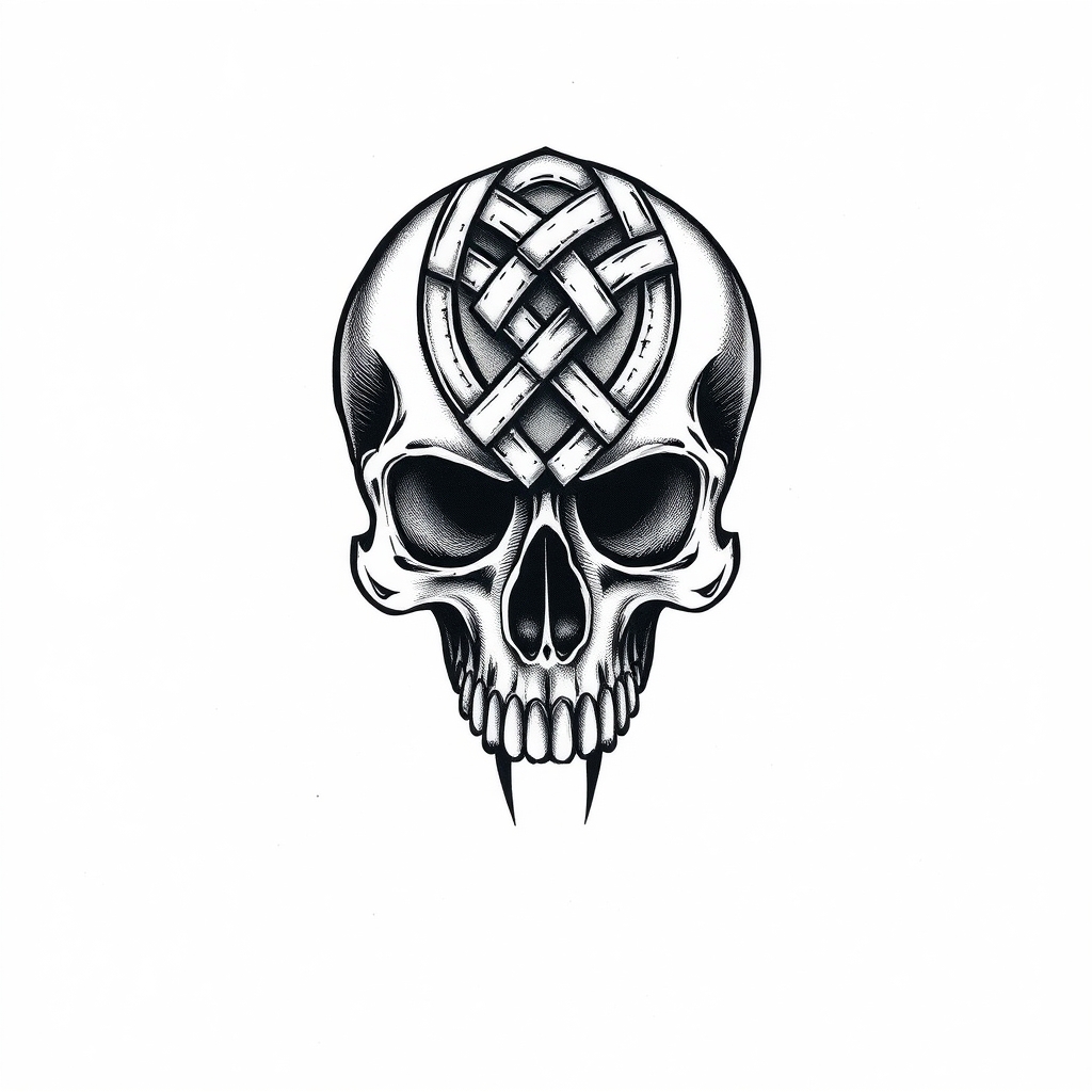 A tattoo design of Celtis knot skull in the style of blackwork. - skull design tattoo design generated by AI tattoo generator