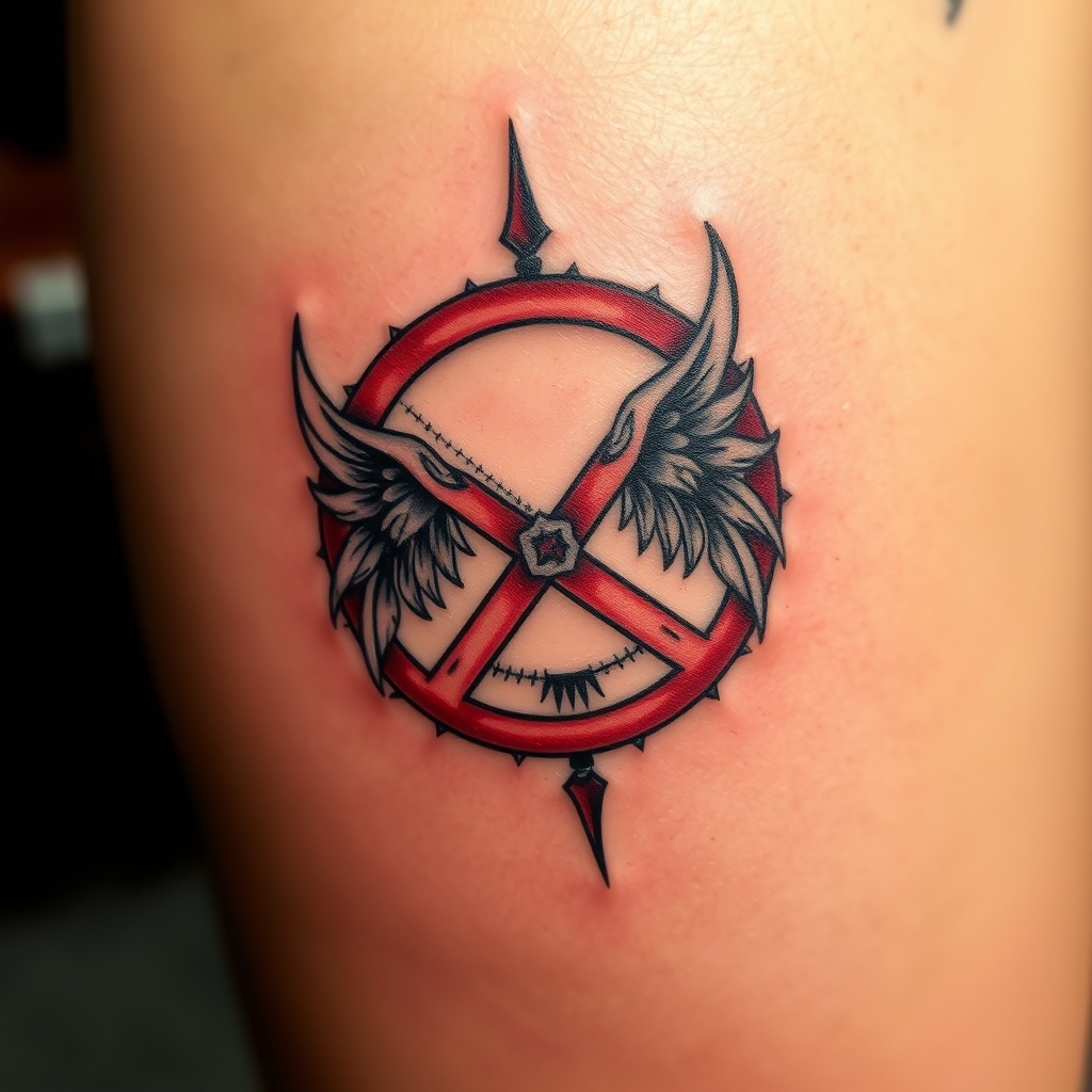 A tattoo design of A tattoo symbolizing the rejection of any societal norm in the style of realistic. - social commentary tattoo design generated by AI tattoo generator