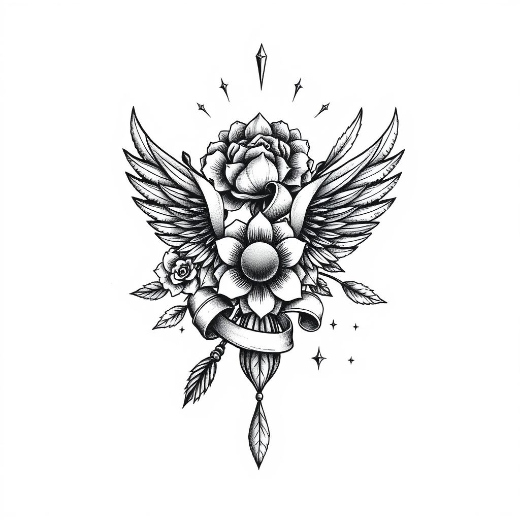 A tattoo design of vintage tattoo on white background in the style of traditional. - vintage tattoo tattoo design generated by AI tattoo generator