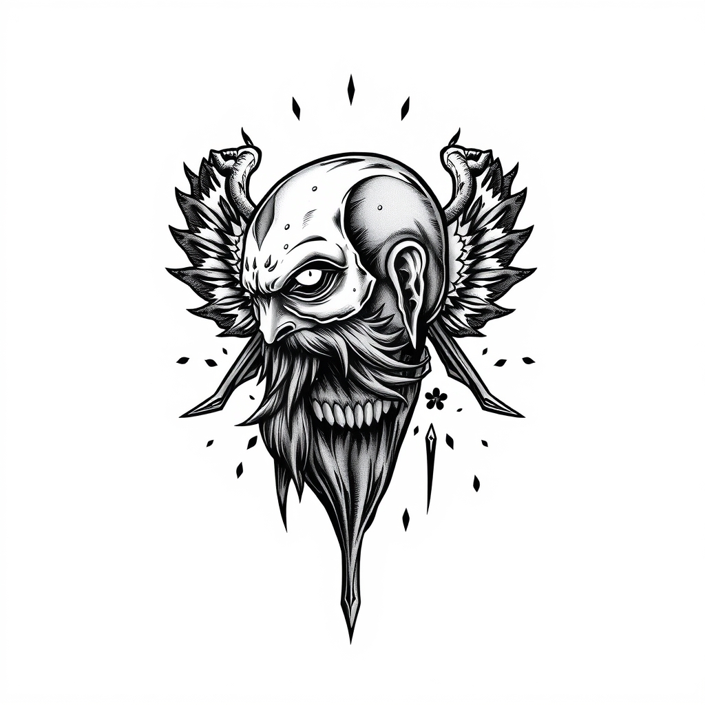A tattoo design of badass on white background in the style of realistic. - minimalist design tattoo design generated by AI tattoo generator