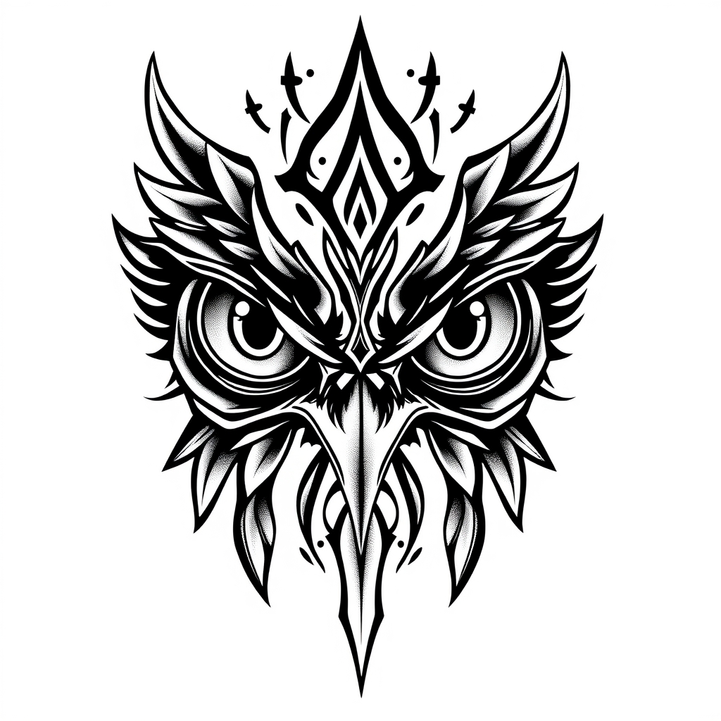 A tattoo design of Raven eyes in the style of traditional. - animals tattoo design generated by AI tattoo generator