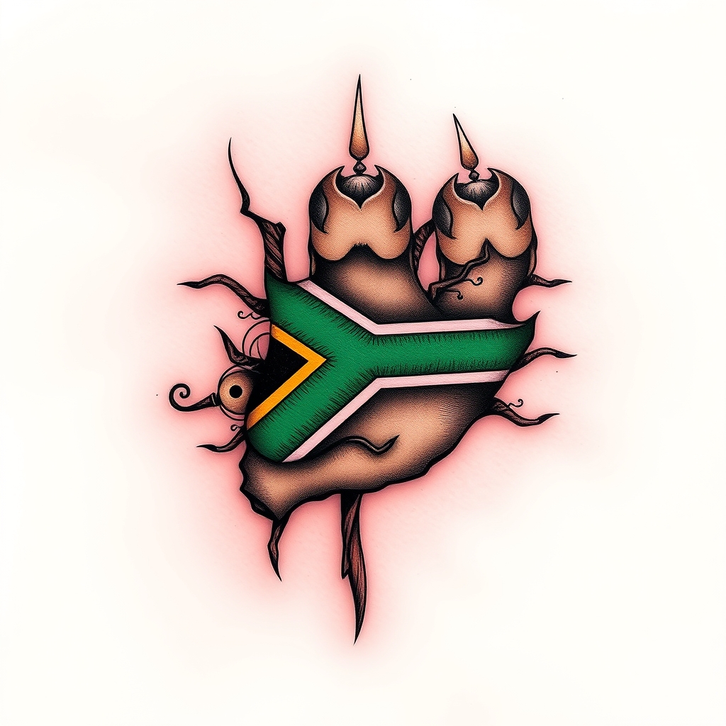 A tattoo design of south africa in the style of realistic. - i'm ready to help. what's the tattoo description? tattoo design generated by AI tattoo generator
