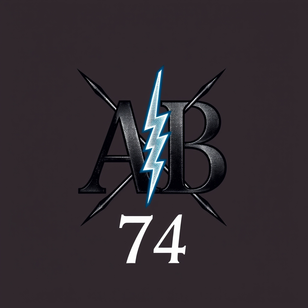 A tattoo design of Initials AB with lighting bolt crossbars 74 in the style of realistic. - initials tattoo design generated by AI tattoo generator